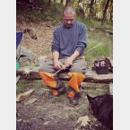 Alan making some wooden flowers 